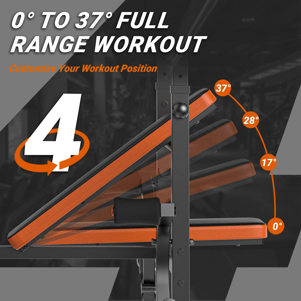 6 Positions Adjustable Foldable Weight Bench 800 Lbs U359188
