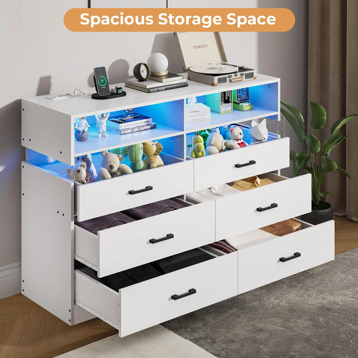 White 6 Drawer Dresser G7843