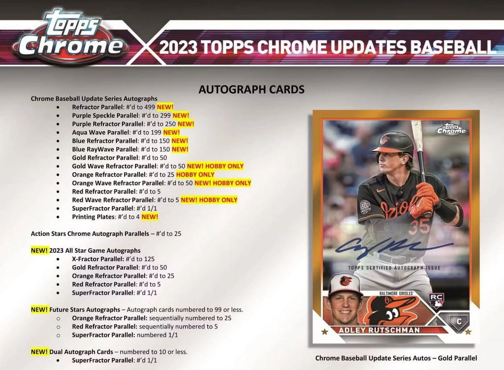 2023 Chrome Update Series Baseball Trading Card Hobby Box O382